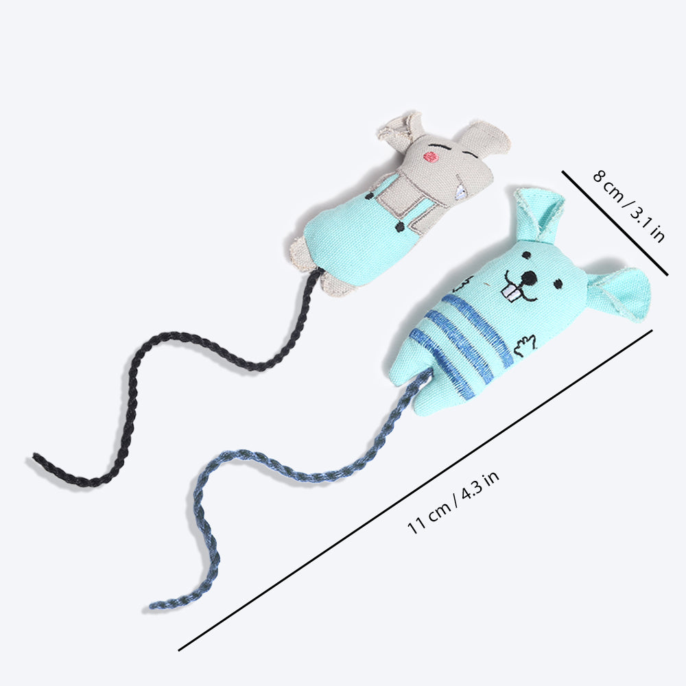 HUFT Mim and Mo Cat Toys - Blue - Heads Up For Tails