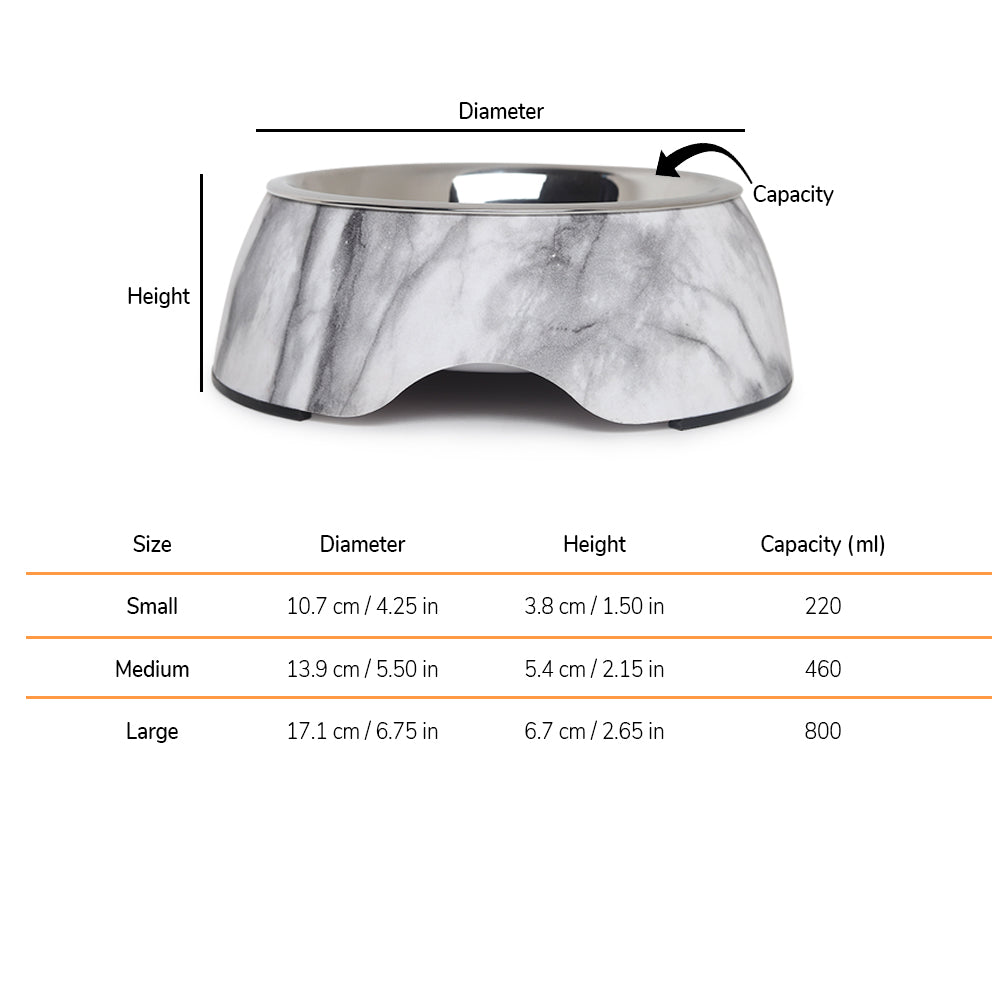 HUFT White Marble Insert Pet Bowls - Heads Up For Tails