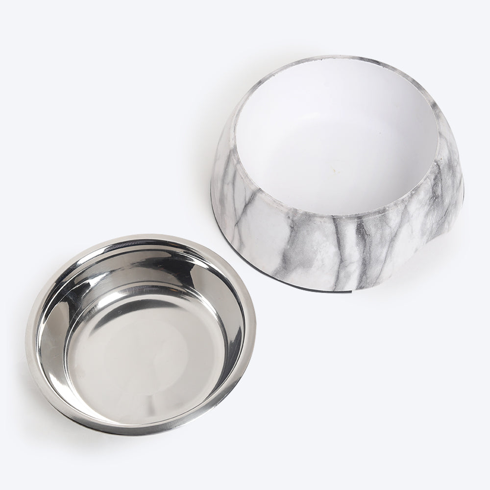 HUFT White Marble Insert Pet Bowls - Heads Up For Tails