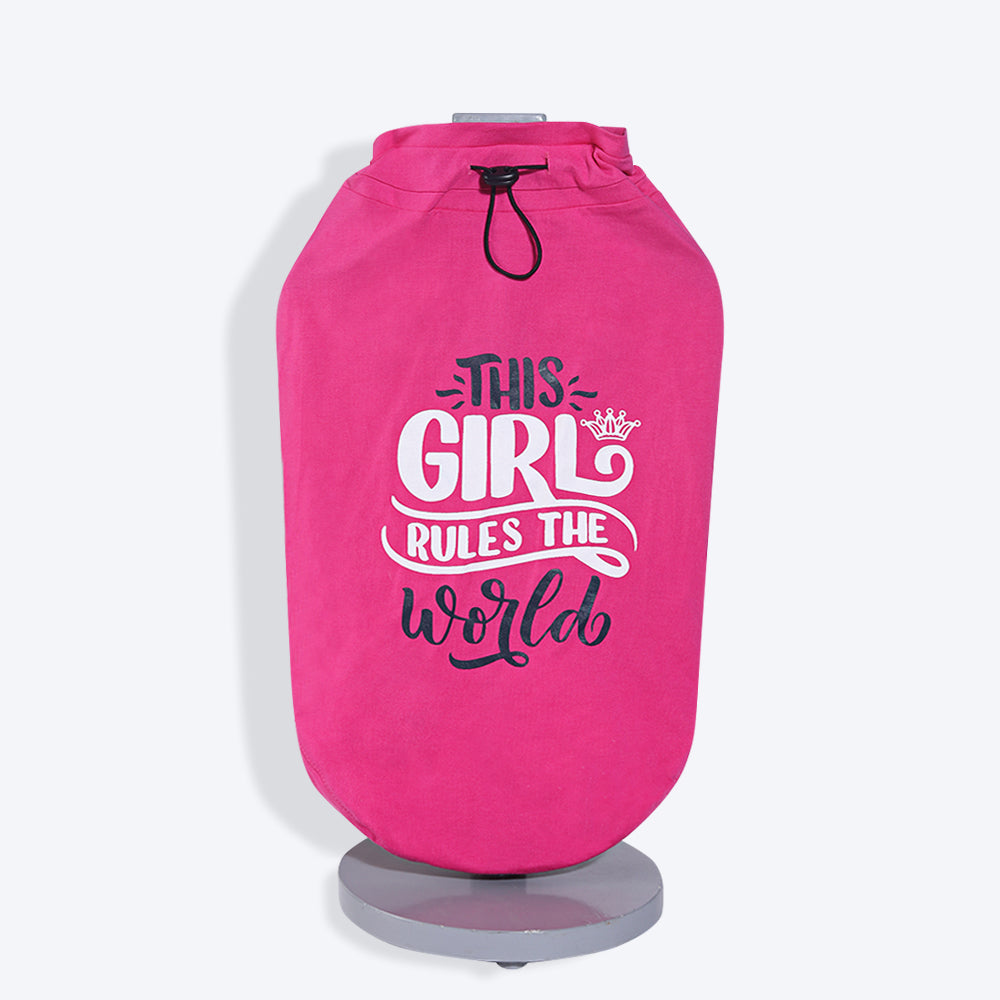HUFT This Girl Rules The World T-Shirt For Dogs - Pink - Heads Up For Tails