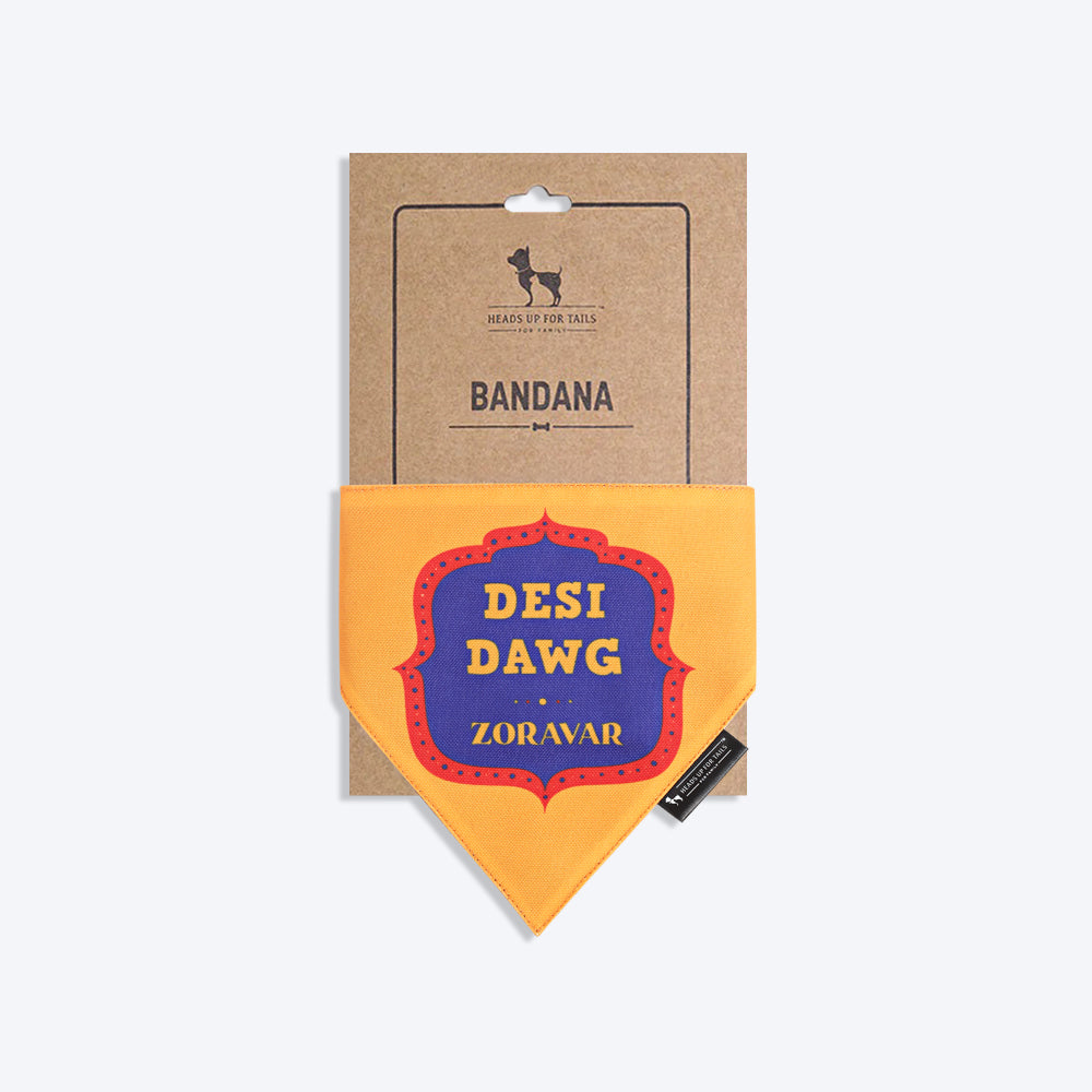 HUFT Personalised Desi Dawg (Pet¢€š¬…¡¬€š¬…¾¢s Name) Bandana - Heads Up For Tails