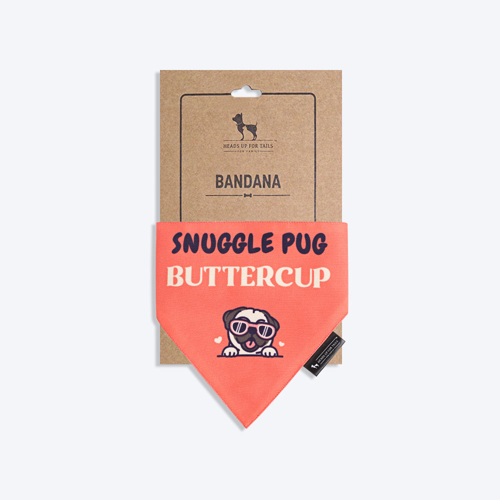 HUFT Personalised Snuggle Pug (Pet¢€š¬…¡¬€š¬…¾¢s Name) Bandana - Heads Up For Tails