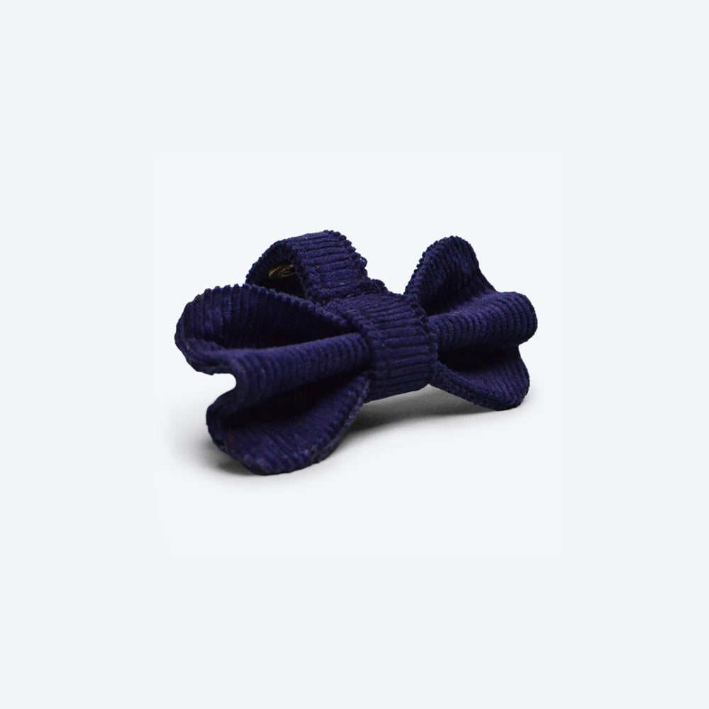 IndieGood Corduroy Cotton Dog Bow Tie - Navy Blue - Heads Up For Tails