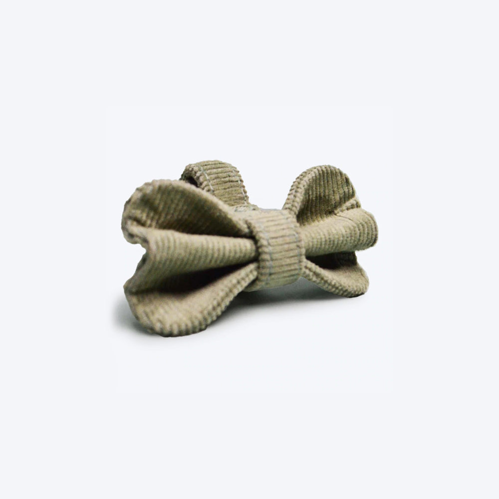 IndieGood Corduroy Cotton Dog Bow Tie - Olive Green - Heads Up For Tails