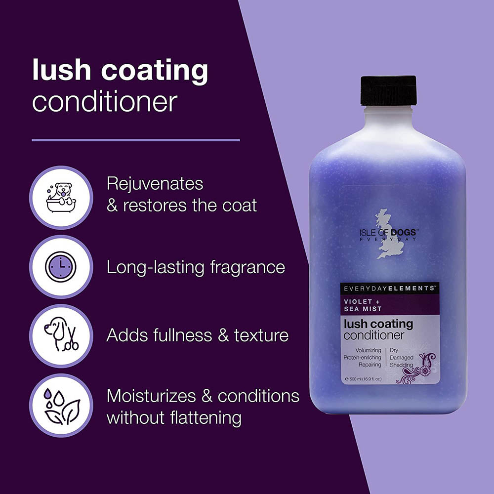 Isle of Dogs Everyday Lush Coating Dog Conditioner - Violet + Sea Mist - 500 ml - Heads Up For Tails