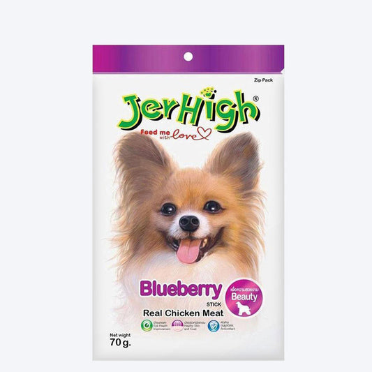 JerHigh Blueberry Stick Dog Treats with Real Chicken Meat - 70 g - Heads Up For Tails
