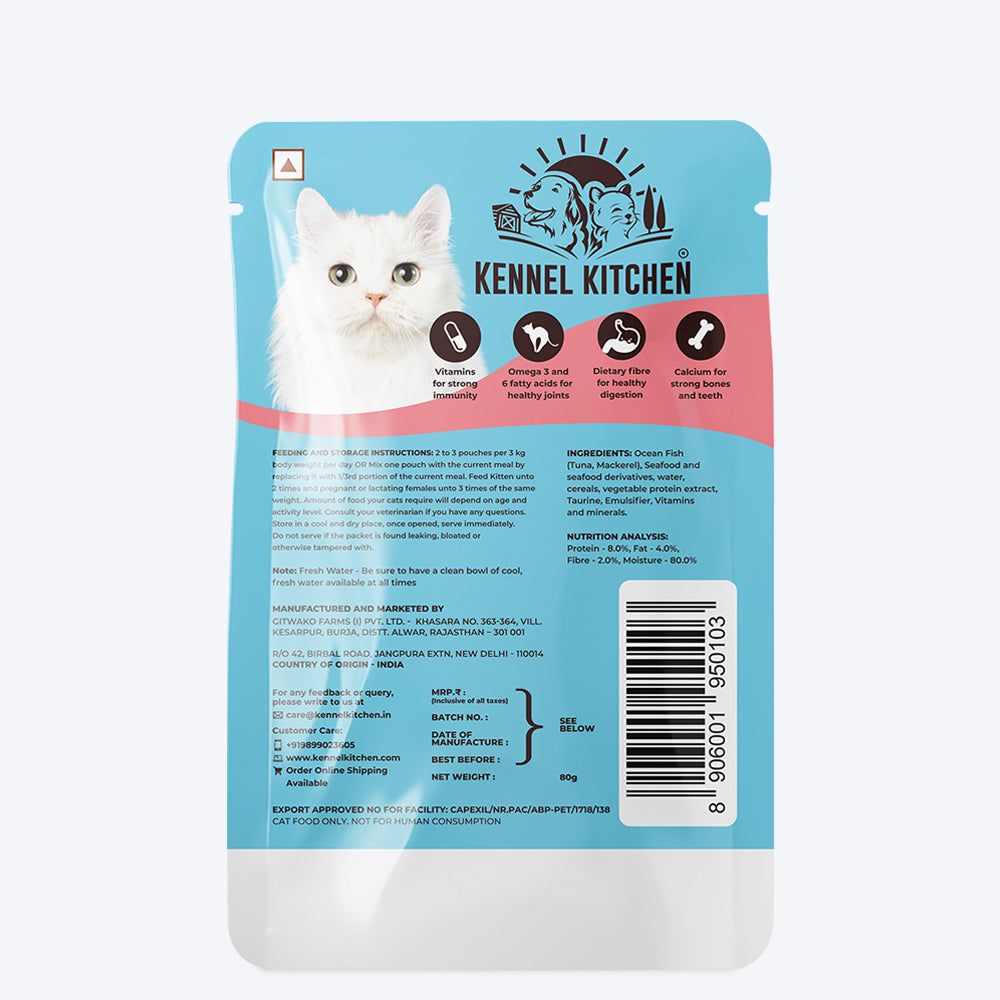 Kennel Kitchen Fish Chunks In Gravy Wet Cat Food - 80 g - Heads Up For Tails