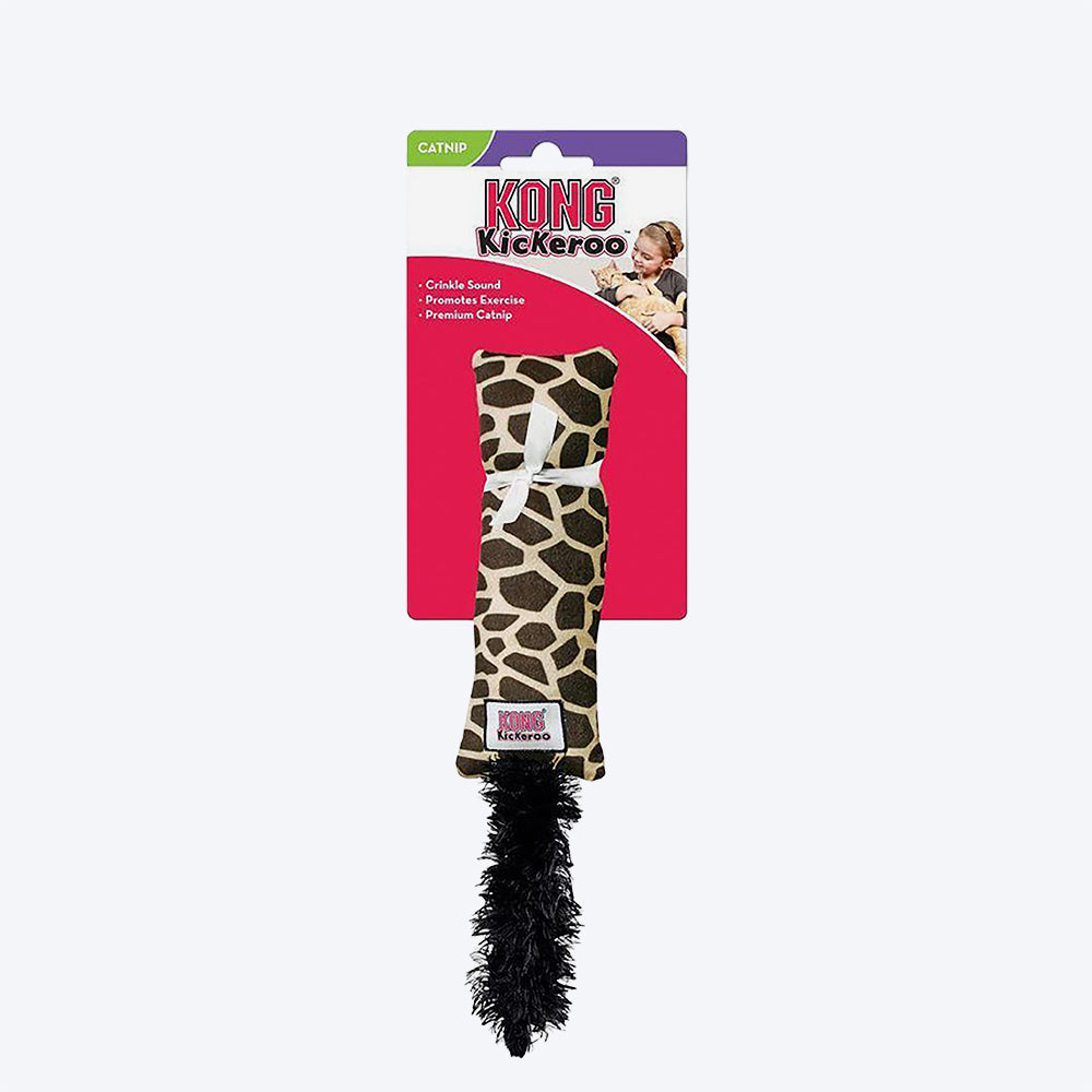 KONG Kickeroo Giraffe Print Cat Toy (With Catnip) - Heads Up For Tails