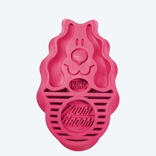 KONG Raspberry Zoom Groom Dog Grooming Brush - Heads Up For Tails