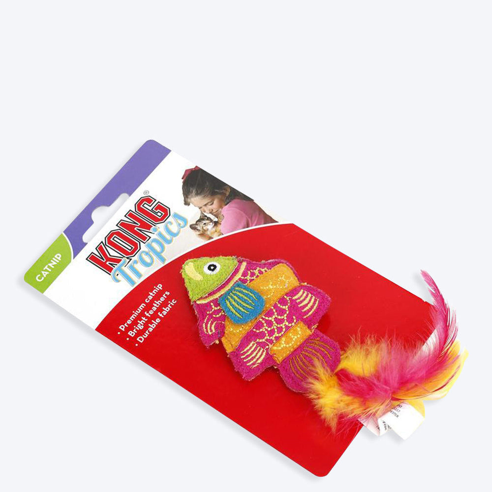KONG Tropics Fish Cat Toy- Pink - Heads Up For Tails