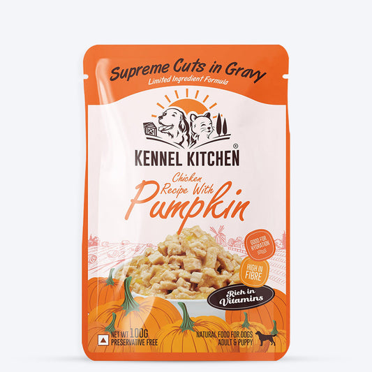 Kennel Kitchen Chicken with Pumpkin Supreme Cuts In Gravy Wet Dog Food - 100 g Packs - Heads Up For Tails