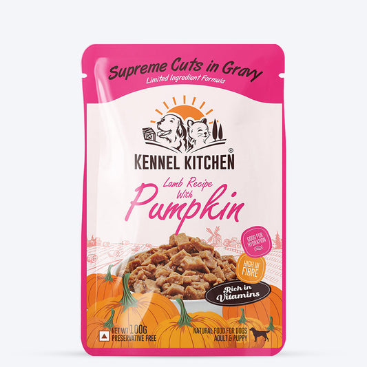 Kennel Kitchen Lamb with Pumpkin Supreme Cuts In Gravy Wet Dog Food - 100 g Packs - Heads Up For Tails