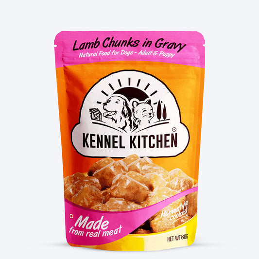 Kennel Kitchen (All Breeds & Ages) Lamb Chunks in Gravy Wet Dog Food - 80 g Packs - Heads Up For Tails