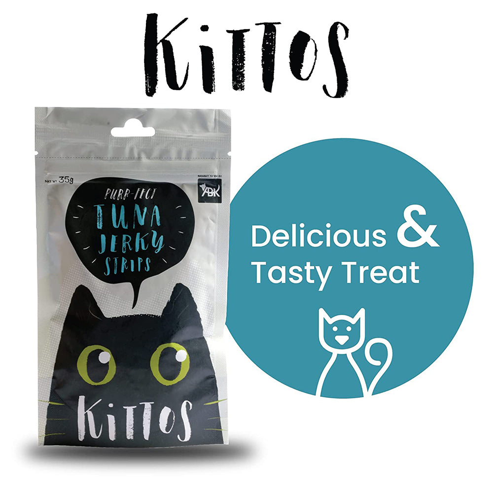 Kittos Purr-Fect Tuna Jerky Strips Cat Treats - 35 g - Heads Up For Tails