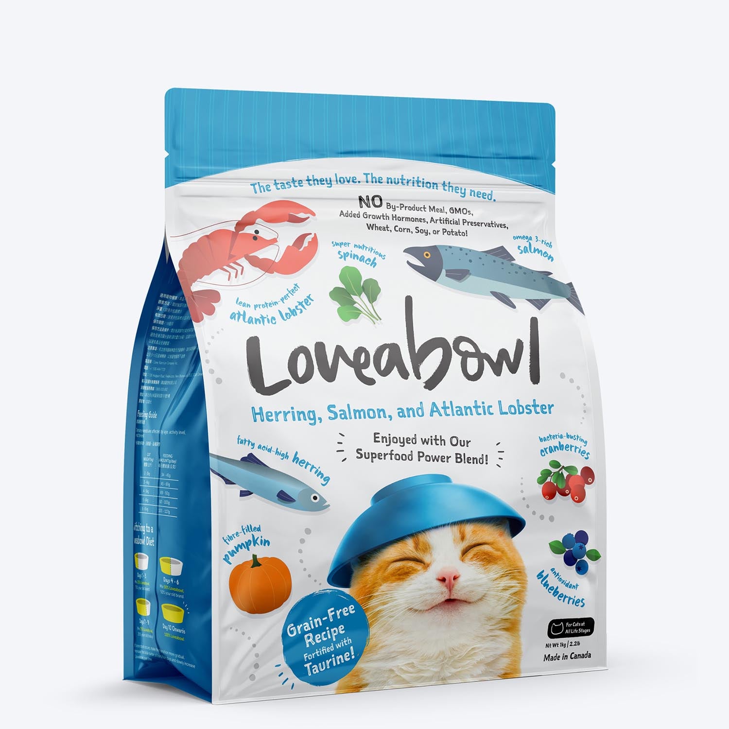 Loveabowl Grain Free Herring, Salmon & Atlantic Lobster Cat Dry Food - Heads Up For Tails