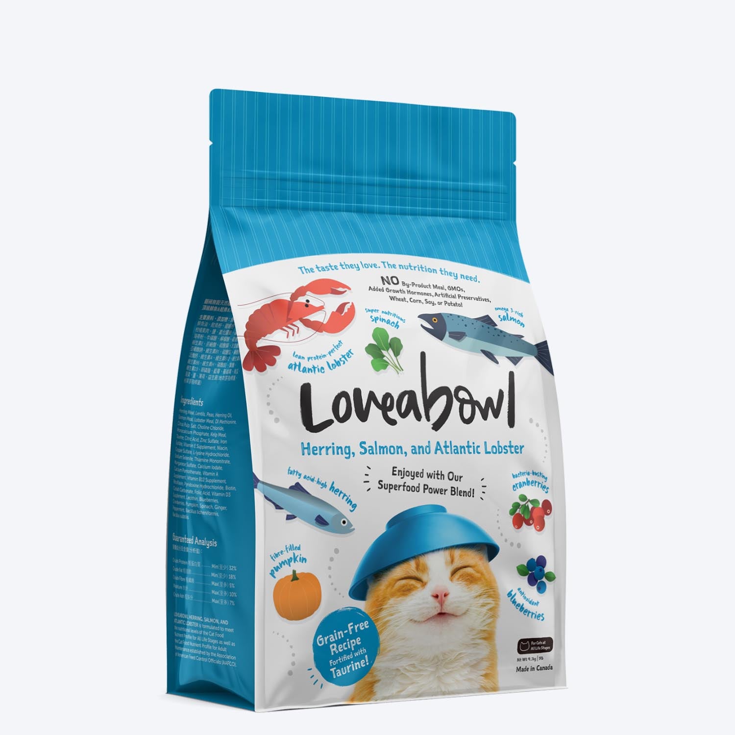 Loveabowl Grain Free Herring, Salmon & Atlantic Lobster Cat Dry Food - Heads Up For Tails