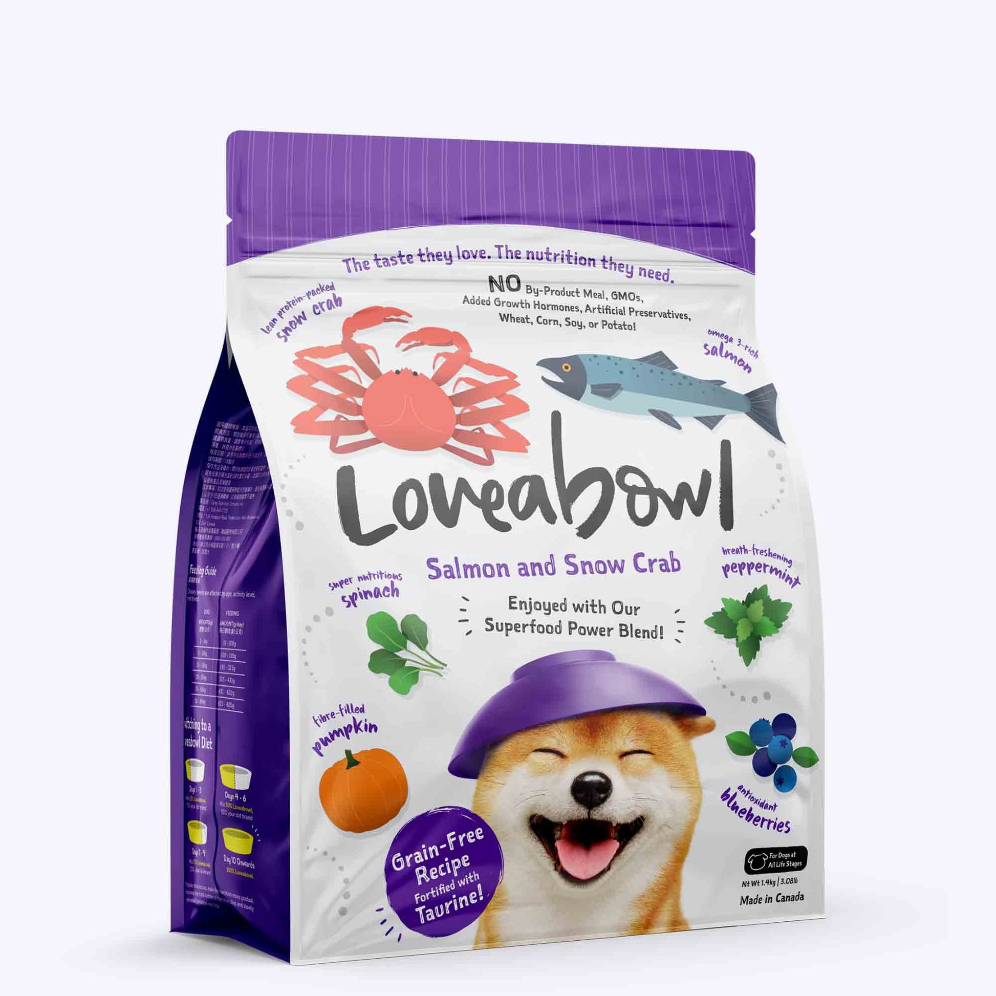 Loveabowl Grain Free Salmon With Snow Crab Hypoallergenic Dog Dry Food - Heads Up For Tails