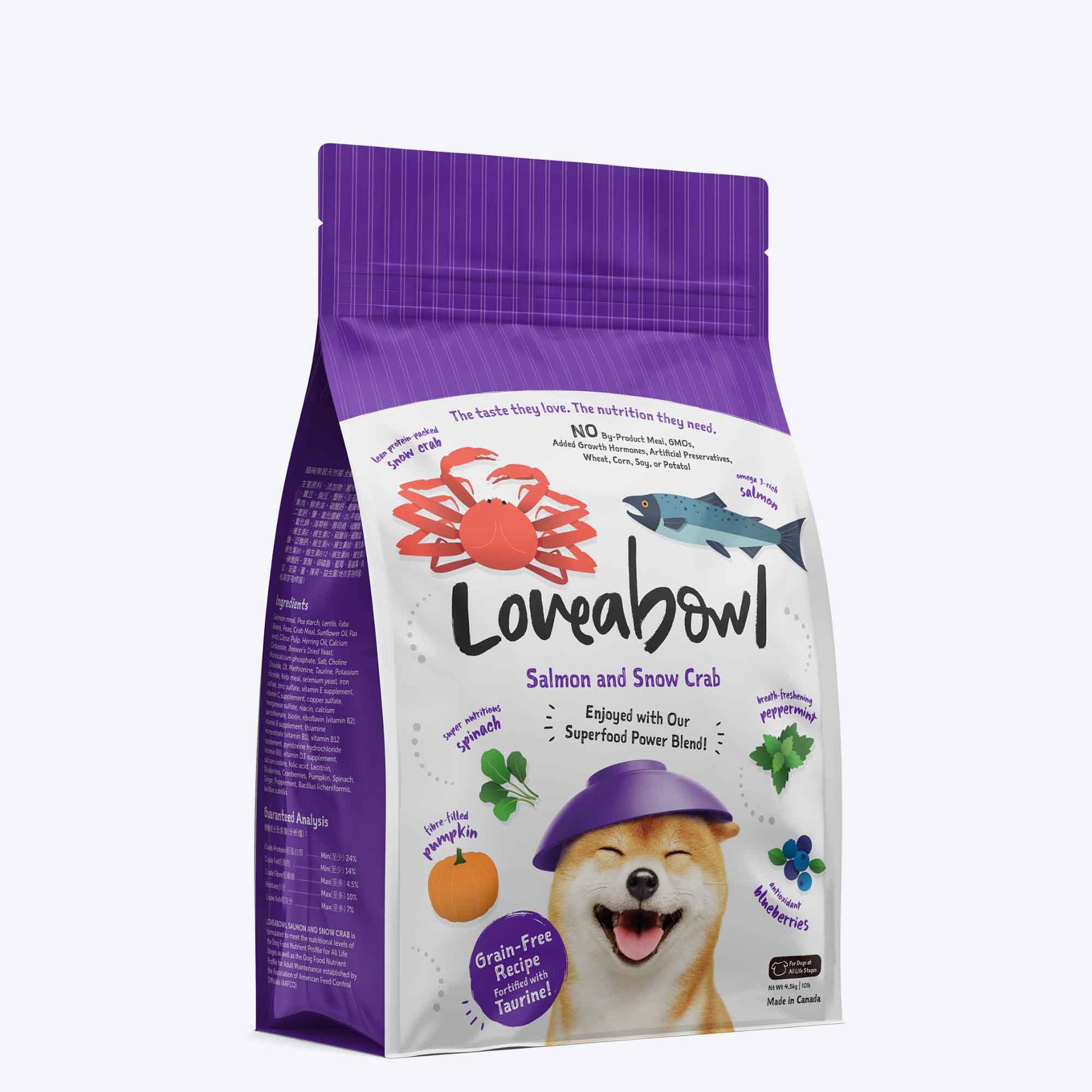 Loveabowl Grain Free Salmon With Snow Crab Hypoallergenic Dog Dry Food - Heads Up For Tails