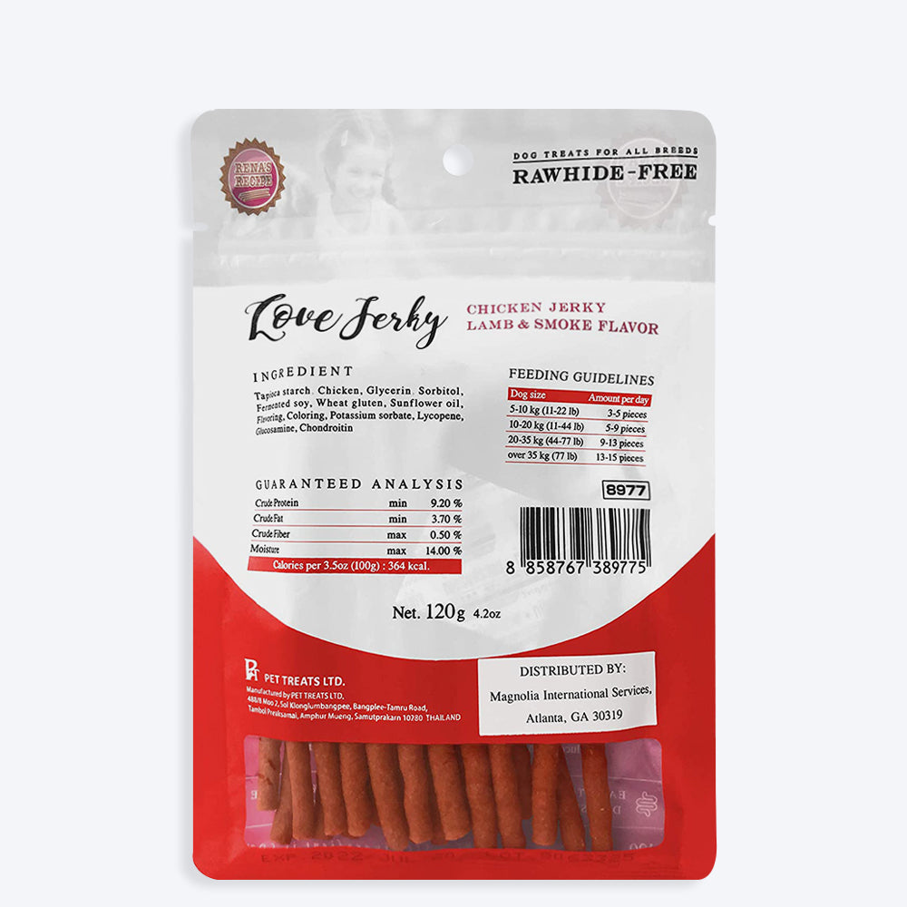 Rena Recipe Love jerky Chicken Jerky Lamb and Smoke Flavor -120 g - Heads Up For Tails