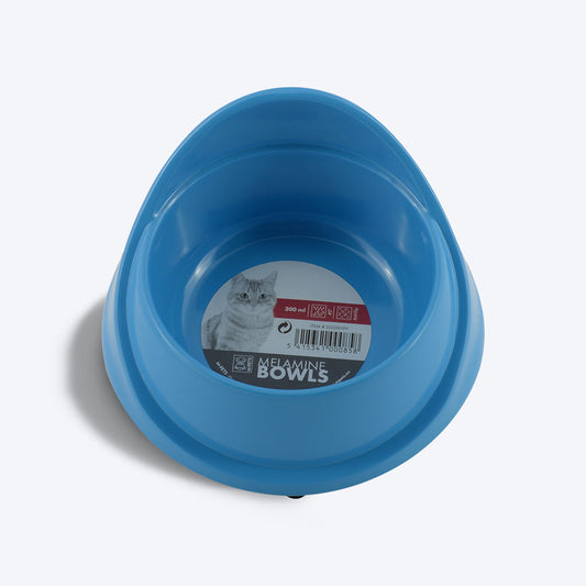 M-PETS Melamine Single Fashion Cat Bowl - Blue - 300 ml - Heads Up For Tails