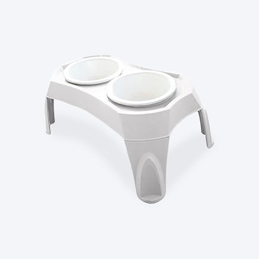 M-PETS Combi Double Bowl For Pets - Off White - Heads Up For Tails