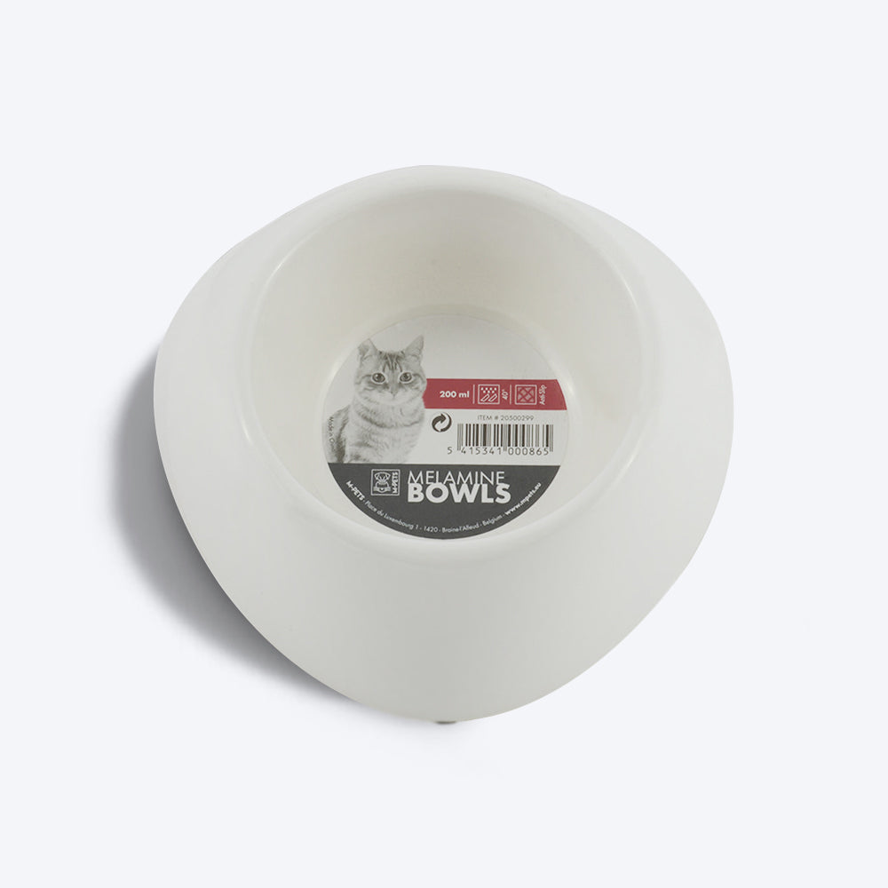 M-PETS Melamine Single Cat Bowl - White - 200 ml - Heads Up For Tails