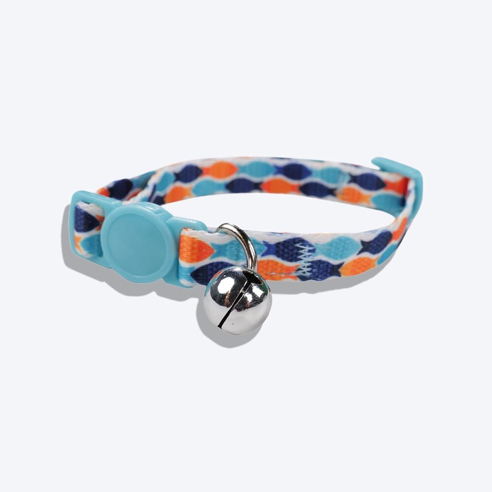 M-Pets Zany Cat Eco Collar - Blue & Orange Fish - Heads Up For Tails