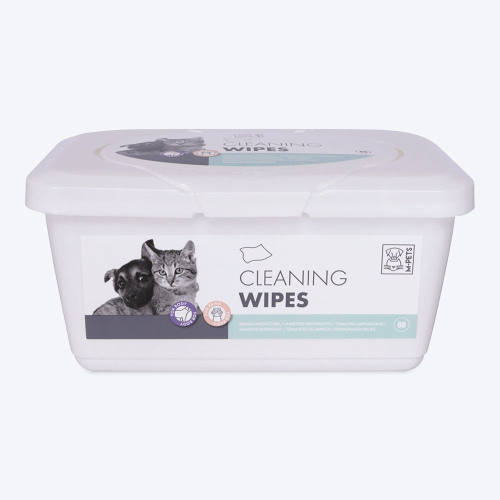 M-Pets Cleaning Wipes for Dogs & Cats - Body & Paws - 80 Pcs - Heads Up For Tails