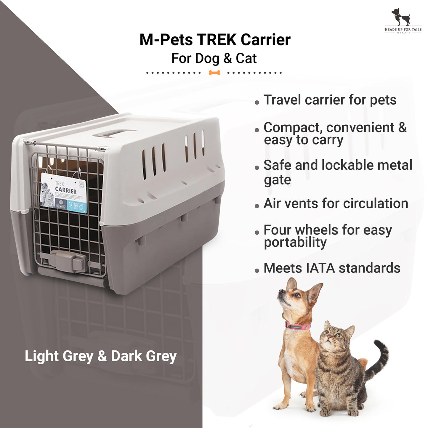 M-Pets TREK Dog Carrier - Light Grey & Dark Grey-2