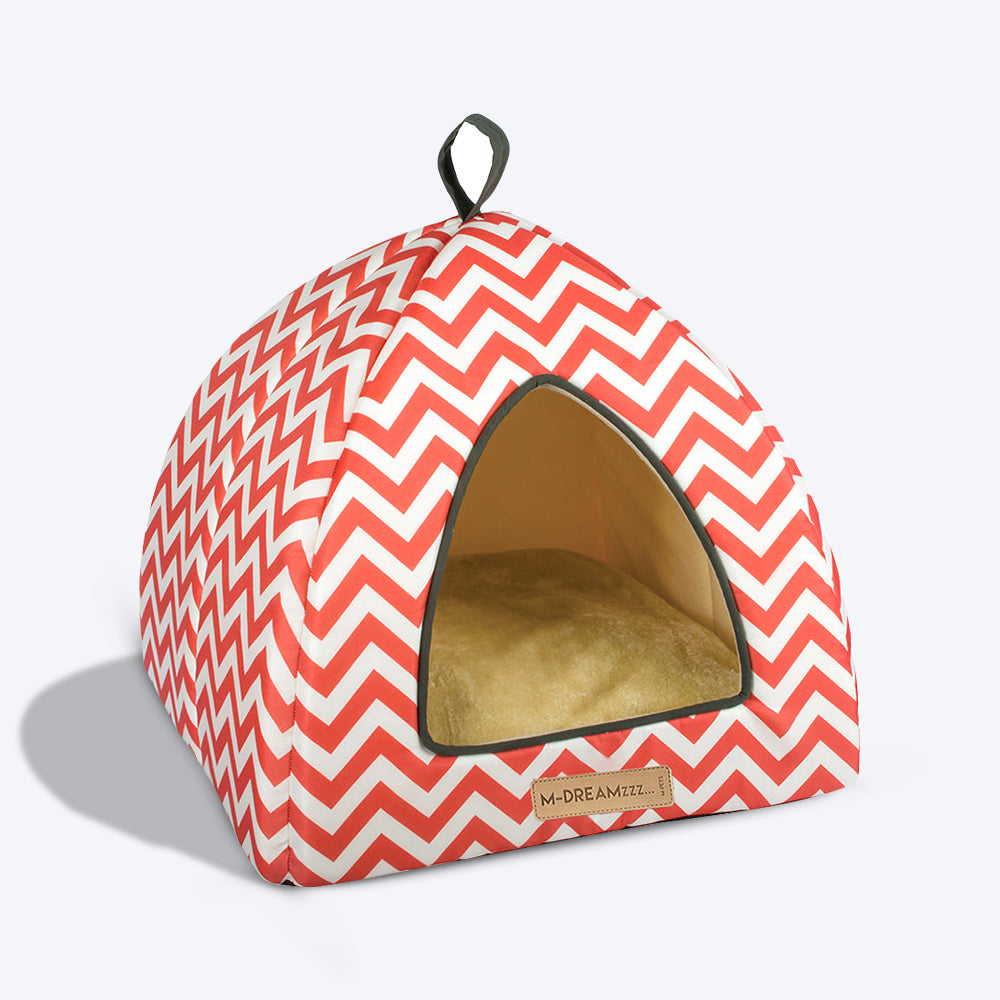 M-Pets Tasmania Tipi Cat Bed - Red/White - Heads Up For Tails