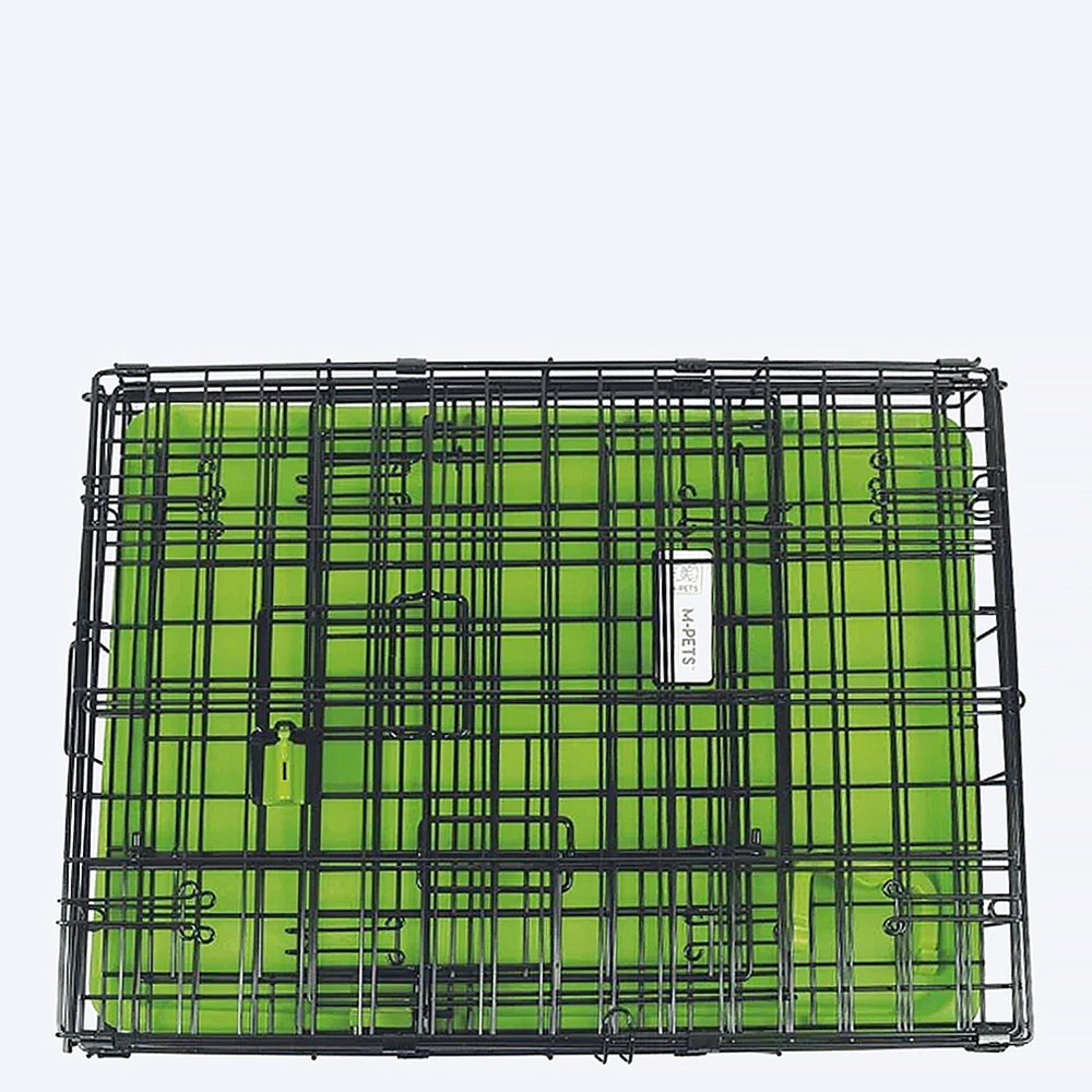 M-Pets Voyager Wire Crate with 2 Doors - Green Hold Upto 7.6 kg - Heads Up For Tails