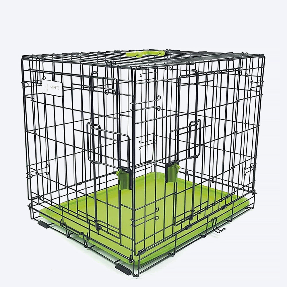 M-Pets Voyager Wire Crate with 2 Doors - Green Hold Upto 7.6 kg - Heads Up For Tails