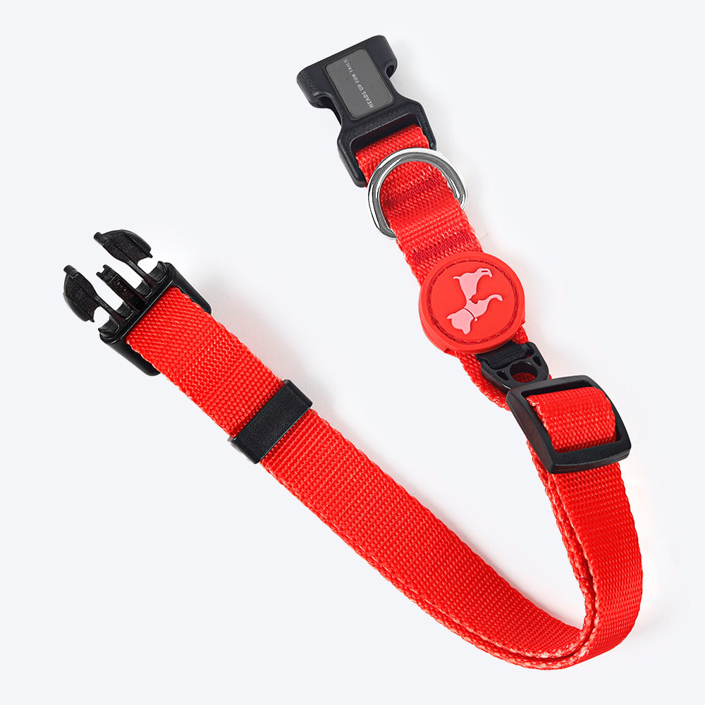 HUFT Classic Nylon Puppy Collar - Red - Heads Up For Tails