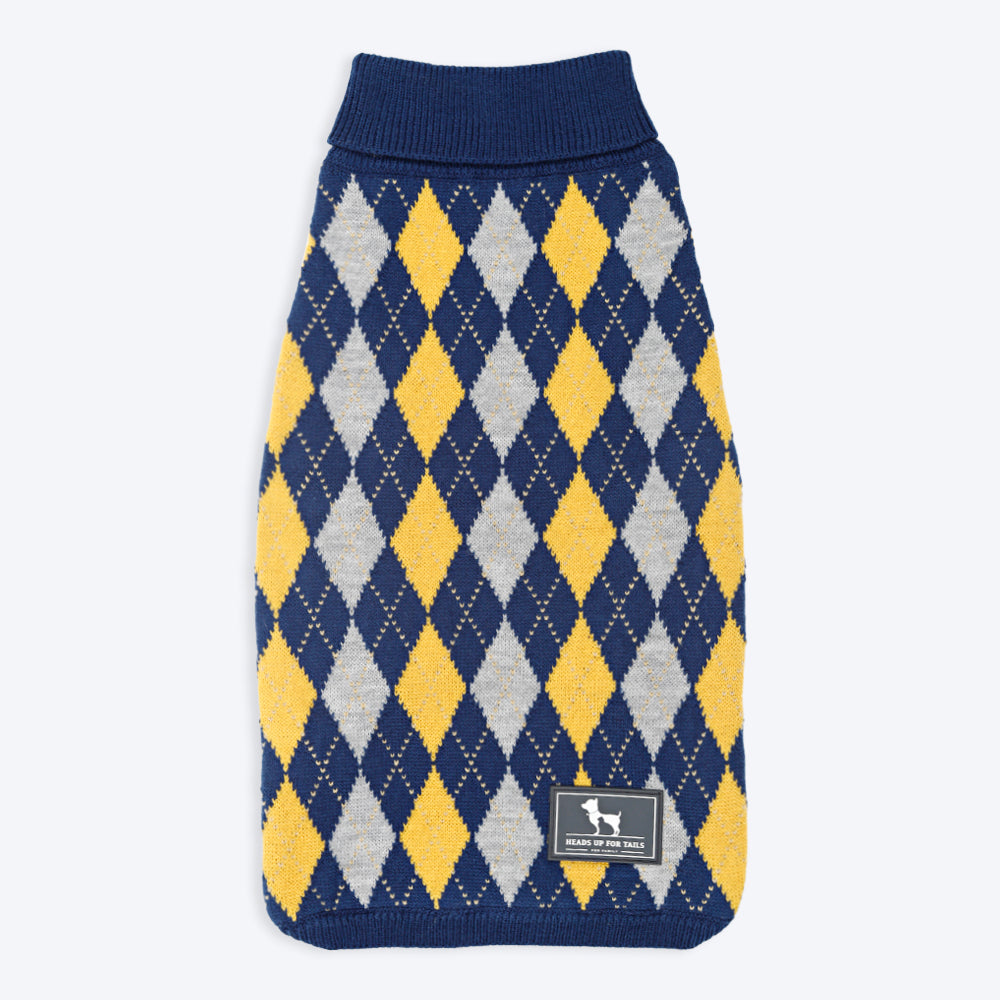 Navy Blue Argyle Dog Sweater, Dallas Dogs at PupRwear