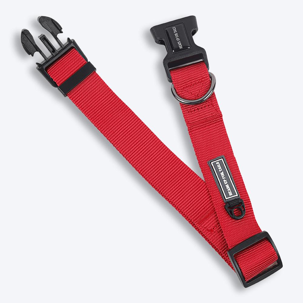 HUFT Essentials Nylon Dog Collar - Red (Can be Personalised) - Heads Up For Tails