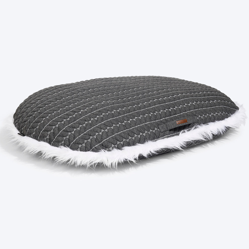 HUFT Quilted Dog Bed For Winter With Dog Toy - Dark Grey3
