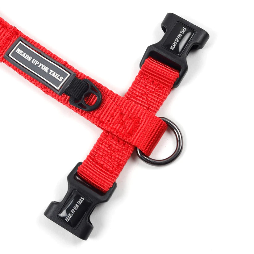 HUFT Essentials Nylon Dog H-Harness And Leash Set - Red - Heads Up For Tails