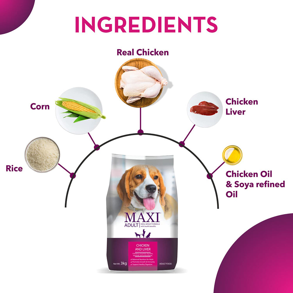 Maxi Chicken And Liver Adult Dry Dog Food - 20 kg - Heads Up For Tails