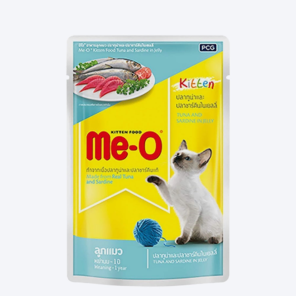Me-O Tuna &amp; Sardine Jelly Wet Kitten Food - 80 g packs