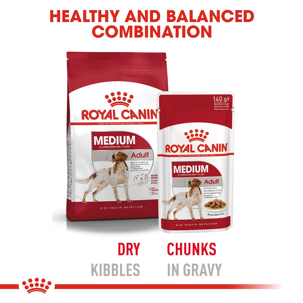 Royal Canin Medium Breed Adult Wet Dog Food - 140 g - Heads Up For Tails