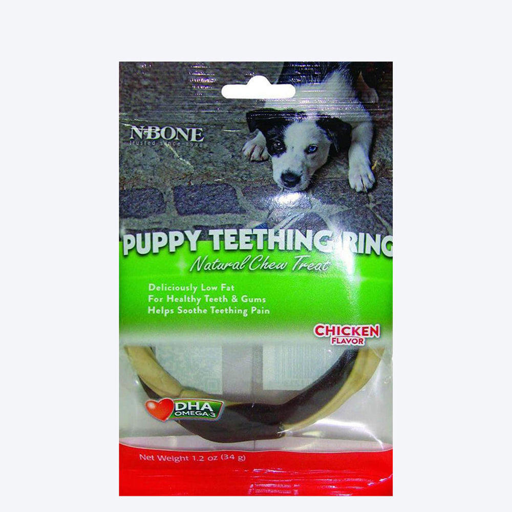 NPIC N-Bone Puppy Teething Ring Treat - Chicken Flavour - 34 g - Heads Up For Tails