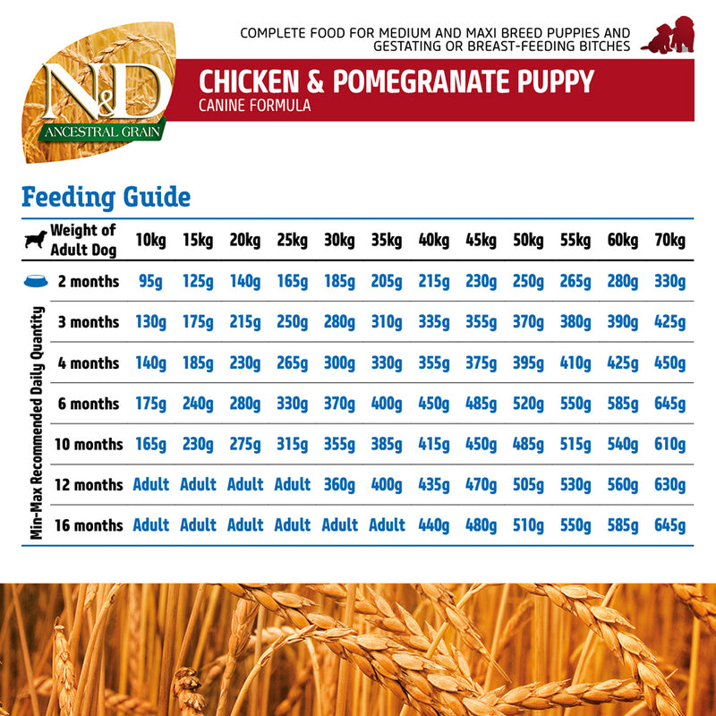 Farmina N&D Low Grain Medium and Maxi Breed Dry Puppy Food - Chicken & Pomegranate - Heads Up For Tails
