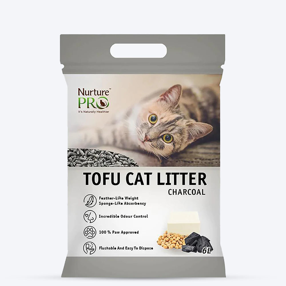 Nurture Pro Tofu Cat Litter (Flushable & Lasts 4 Weeks) - Charcoal - 2.75 kg - Heads Up For Tails