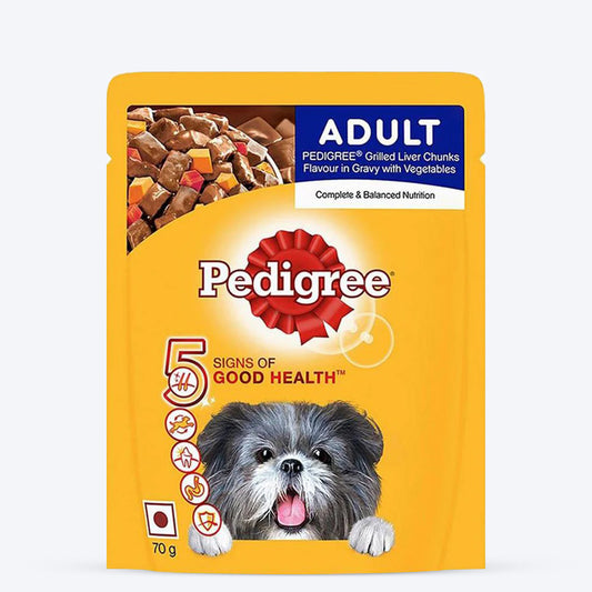 Pedigree Grilled Liver Chunks with Vegetables Gravy Adult Wet Dog Food - 70 g packs-1