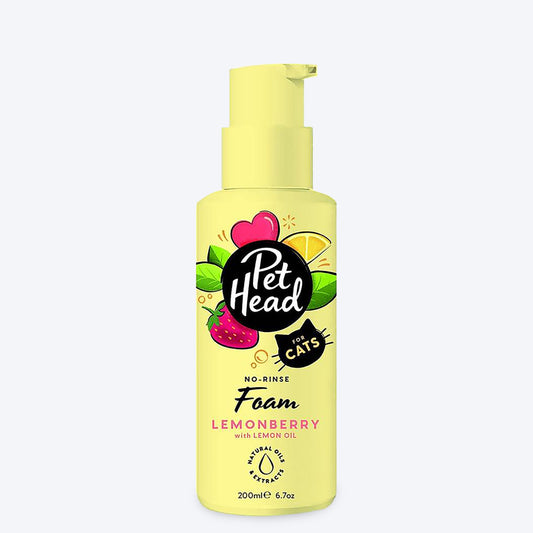 Pet Head Felin Good No Rinse Lemon Berry Foam For Cats - 300 ml - Heads Up For Tails