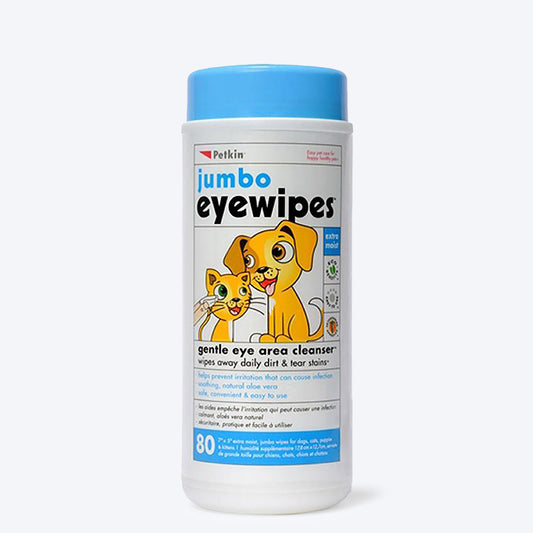 Petkin Jumbo Eyewipes for Dogs and Cats - 80 wipes - Heads Up For Tails