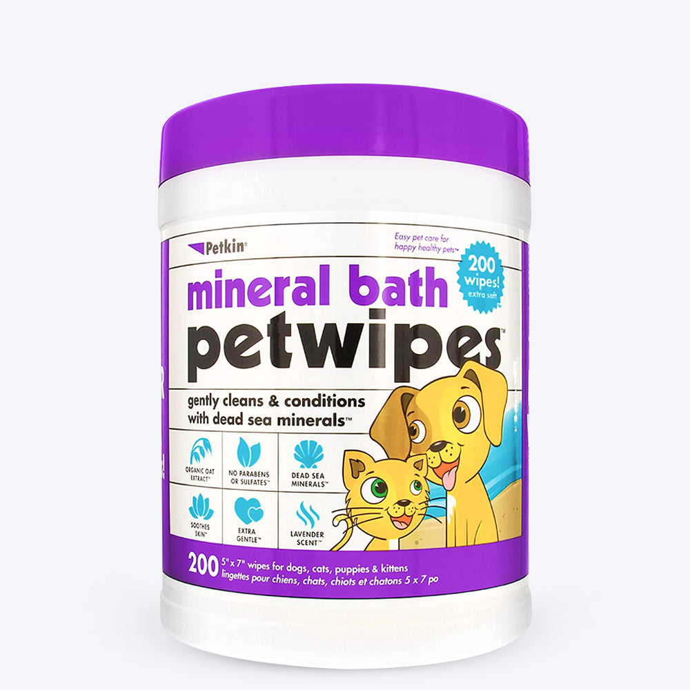 Petkin Mineral Bath Pet Wipes - 200 Pcs - Heads Up For Tails
