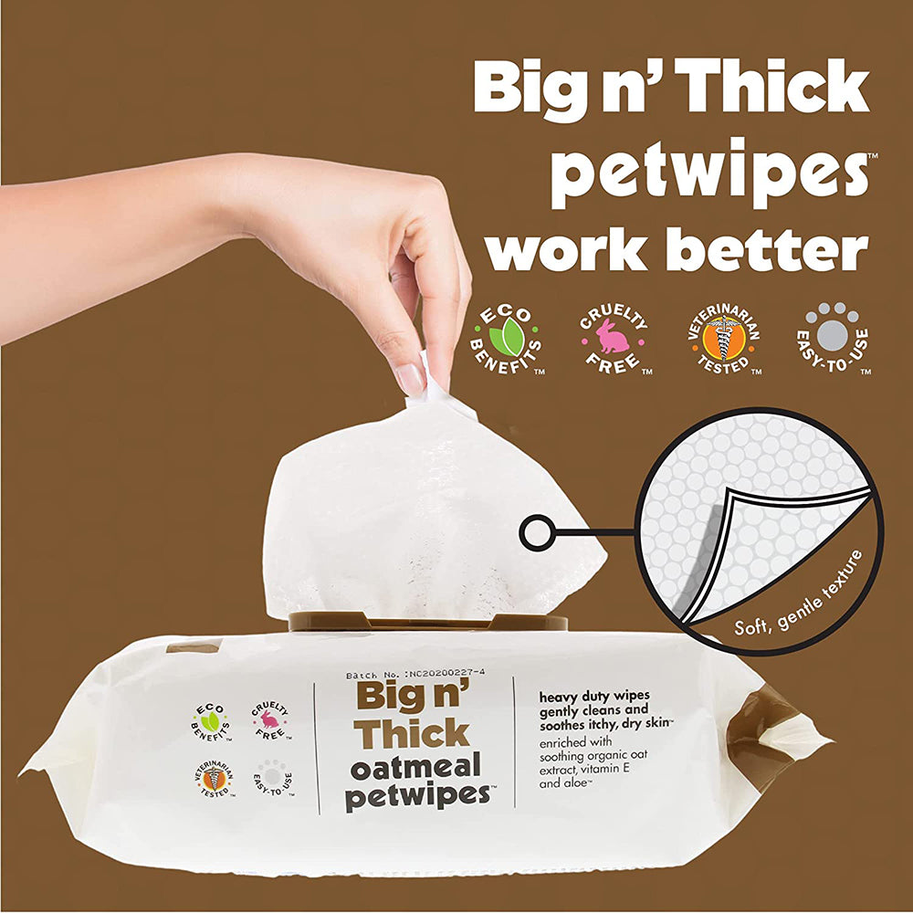 Petkin Oatmeal Travel Pack Pet Wipes - 100 Pcs - Heads Up For Tails