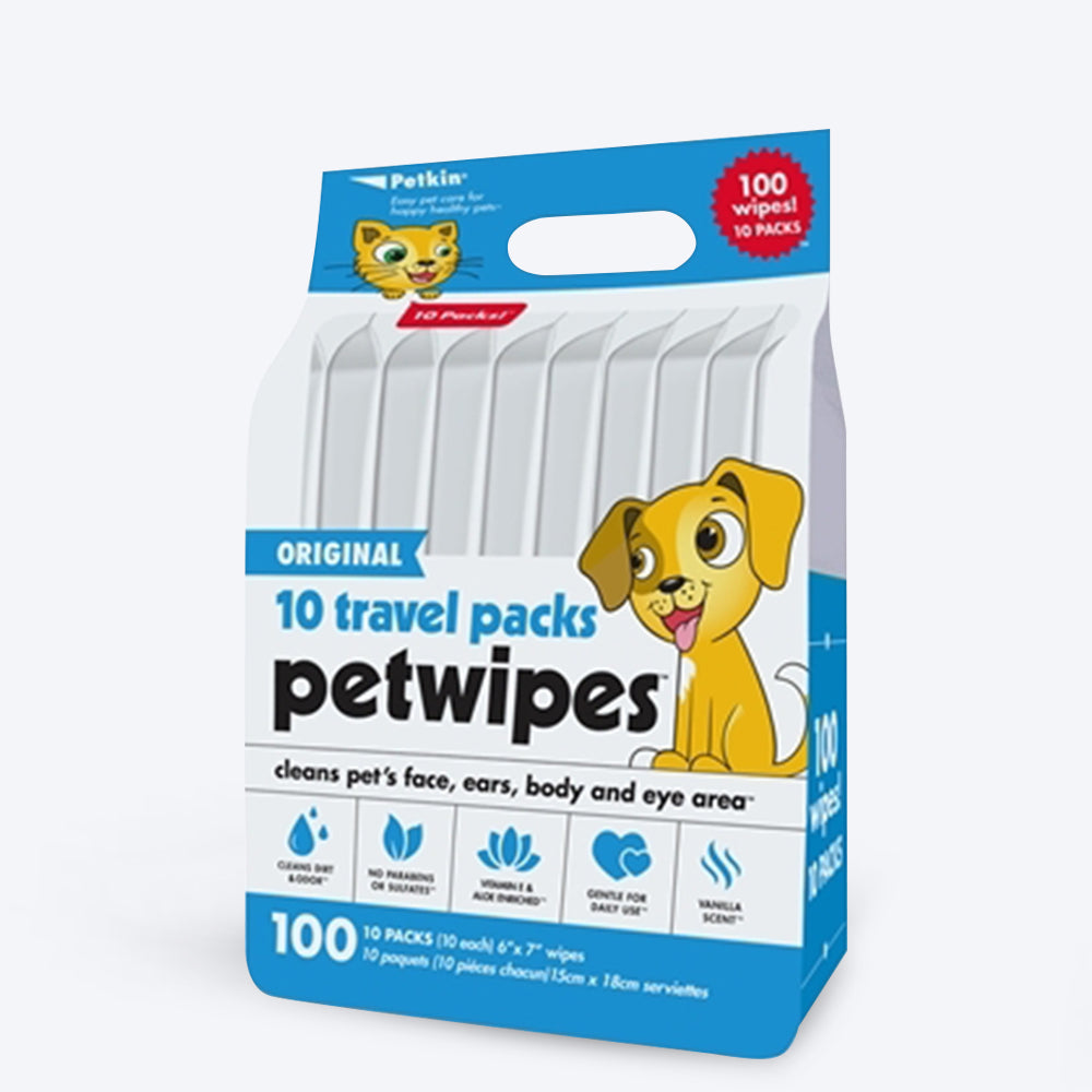 Petkin Travel Pack Pet Wipes - 100 Pcs - Heads Up For Tails