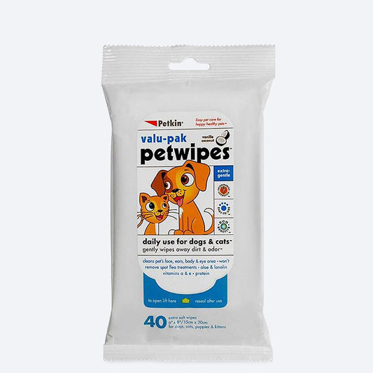 Petkin wipes for Dogs & Cats Value Pack - 40 wipes - Heads Up For Tails